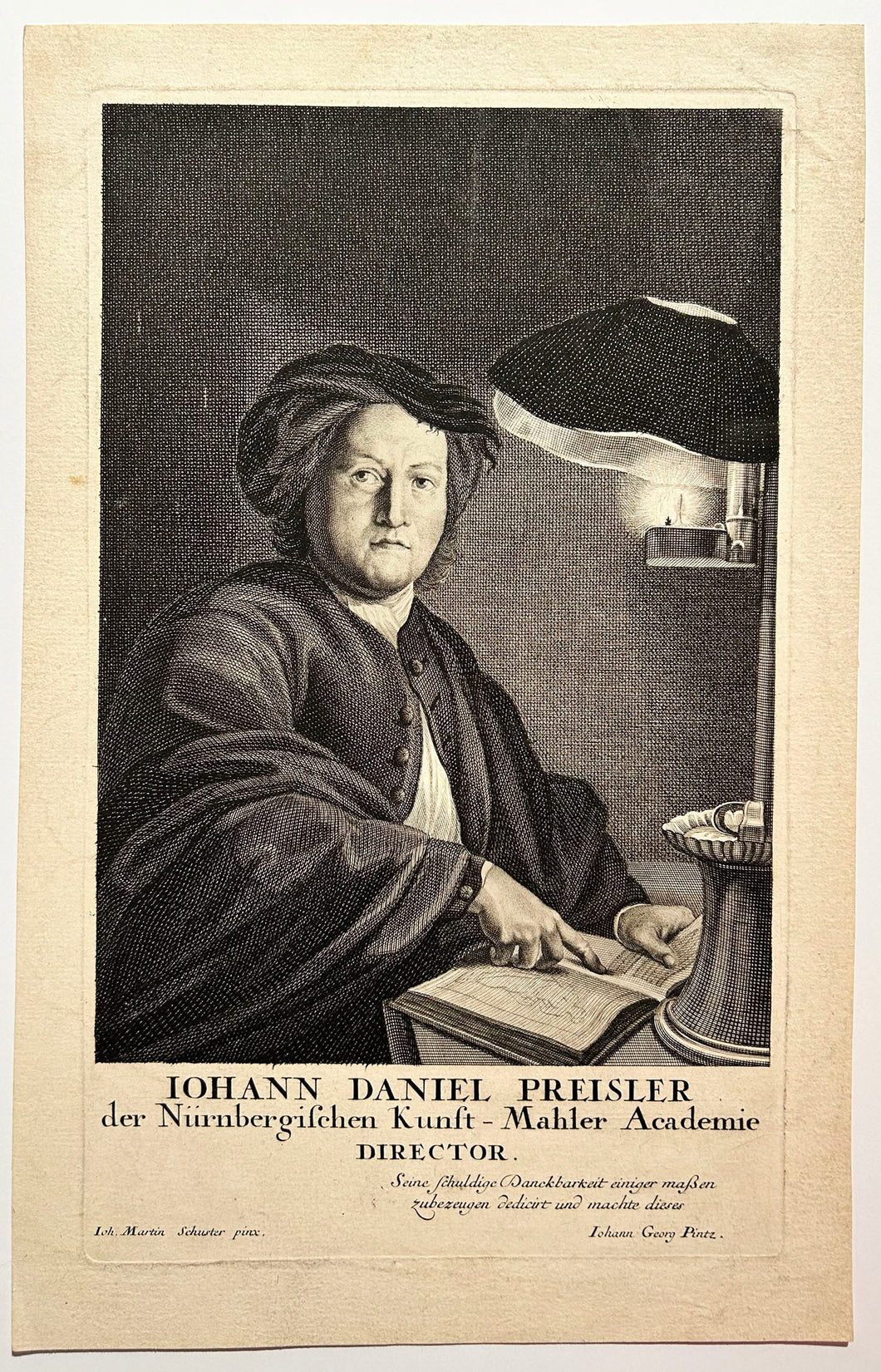 Portrait de Johann Daniel Preisler (1666 † 1737), Directeur de l'Académie de Peinture de Nüremberg.