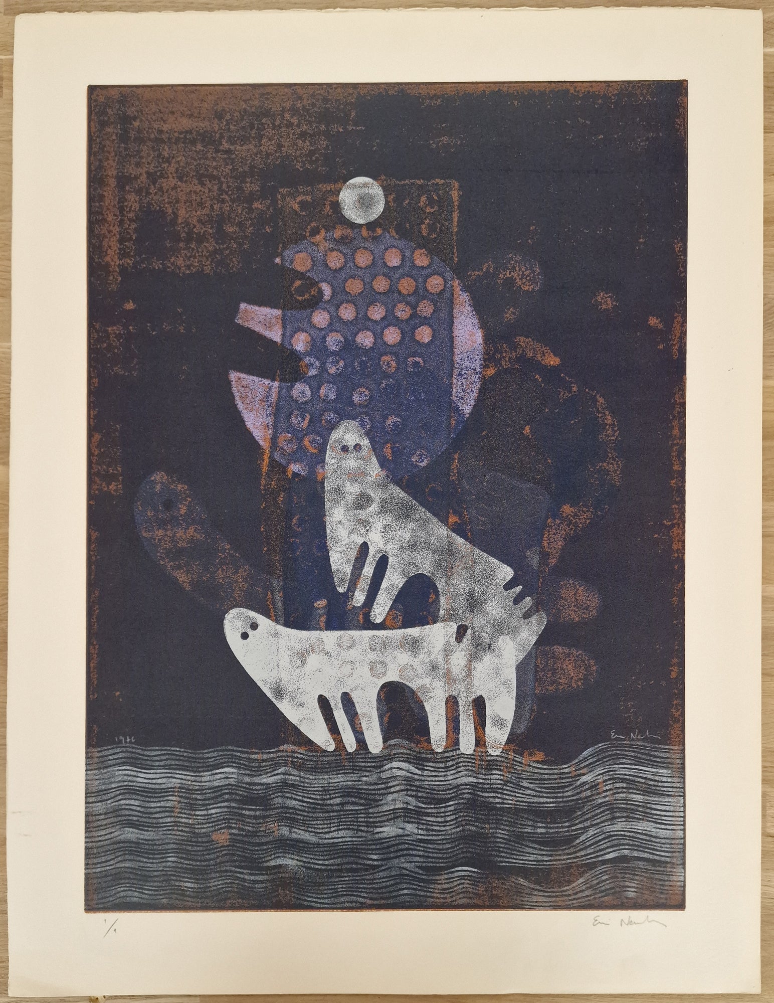 Ervin NEUHAUS - [Surprise agréable]. 1976. Monotype signé. 
