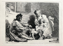 Charger l&#39;image dans la galerie, Dominique Vivant DENON L&#39;enfant au chien. Un homme et une femme jouant avec un enfant et un chien.  1778. Eau-forte d&#39;après Fragonard. 
