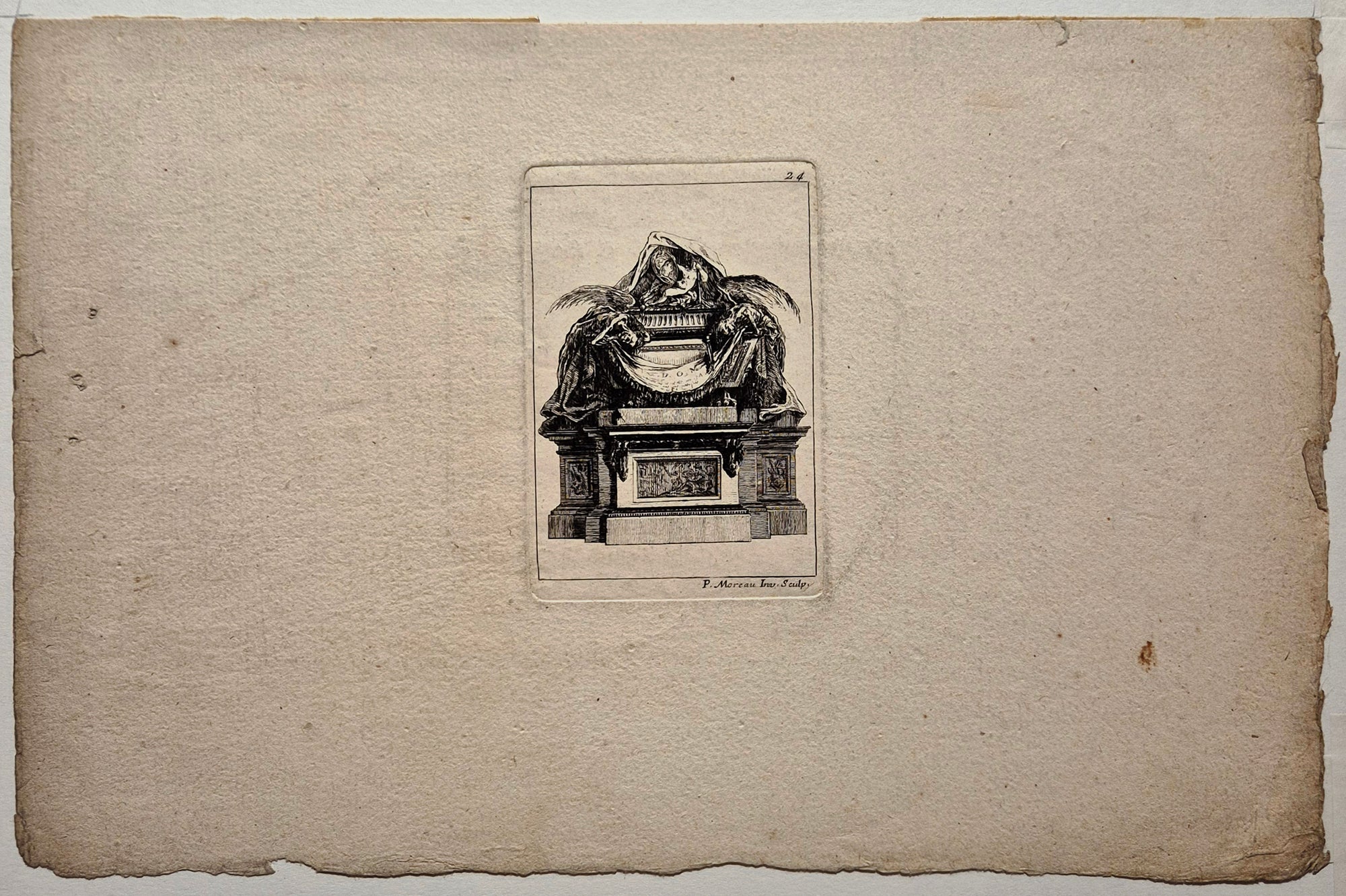 [Tombeau aux deux morts ailés]. Moreau.