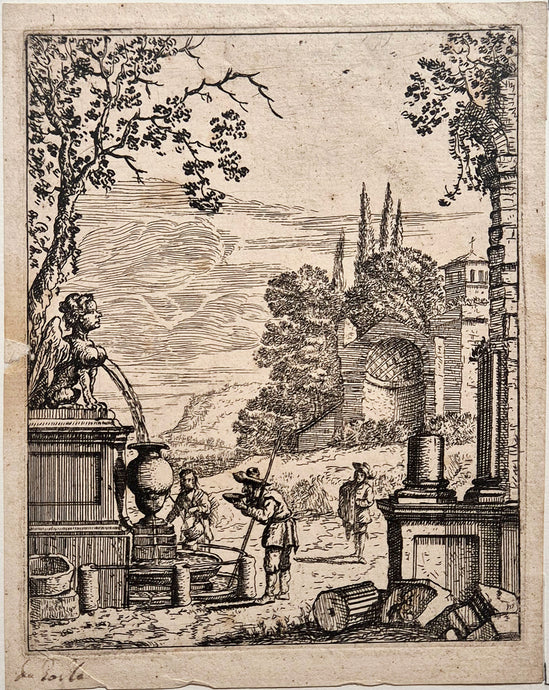 Homme buvant près d'une fontaine. Geffels.