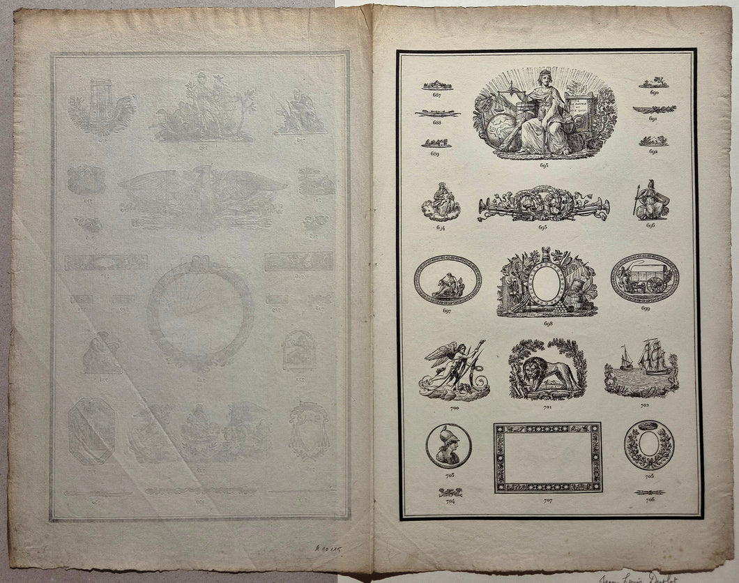 Feuille d'ornements (687-730). Duplat.