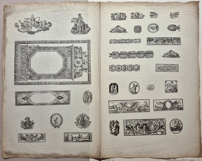 Feuille de divers ornements. Durouchail.