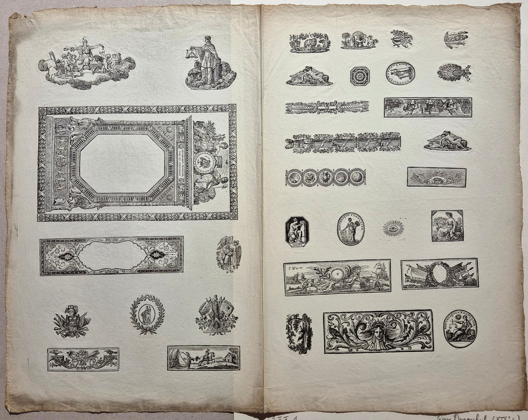 Feuille de divers ornements. Durouchail.