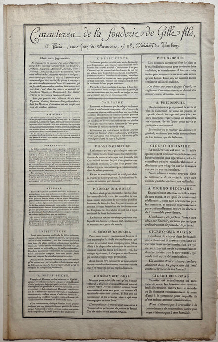 Caractères de la fonderie de Gillé fils. Art des lettres.