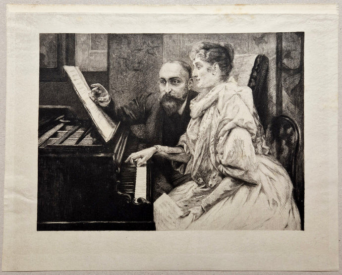 Au piano. Mordant dessin.