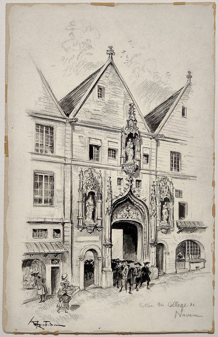 Entrée du Collège de Navarre. Robida.