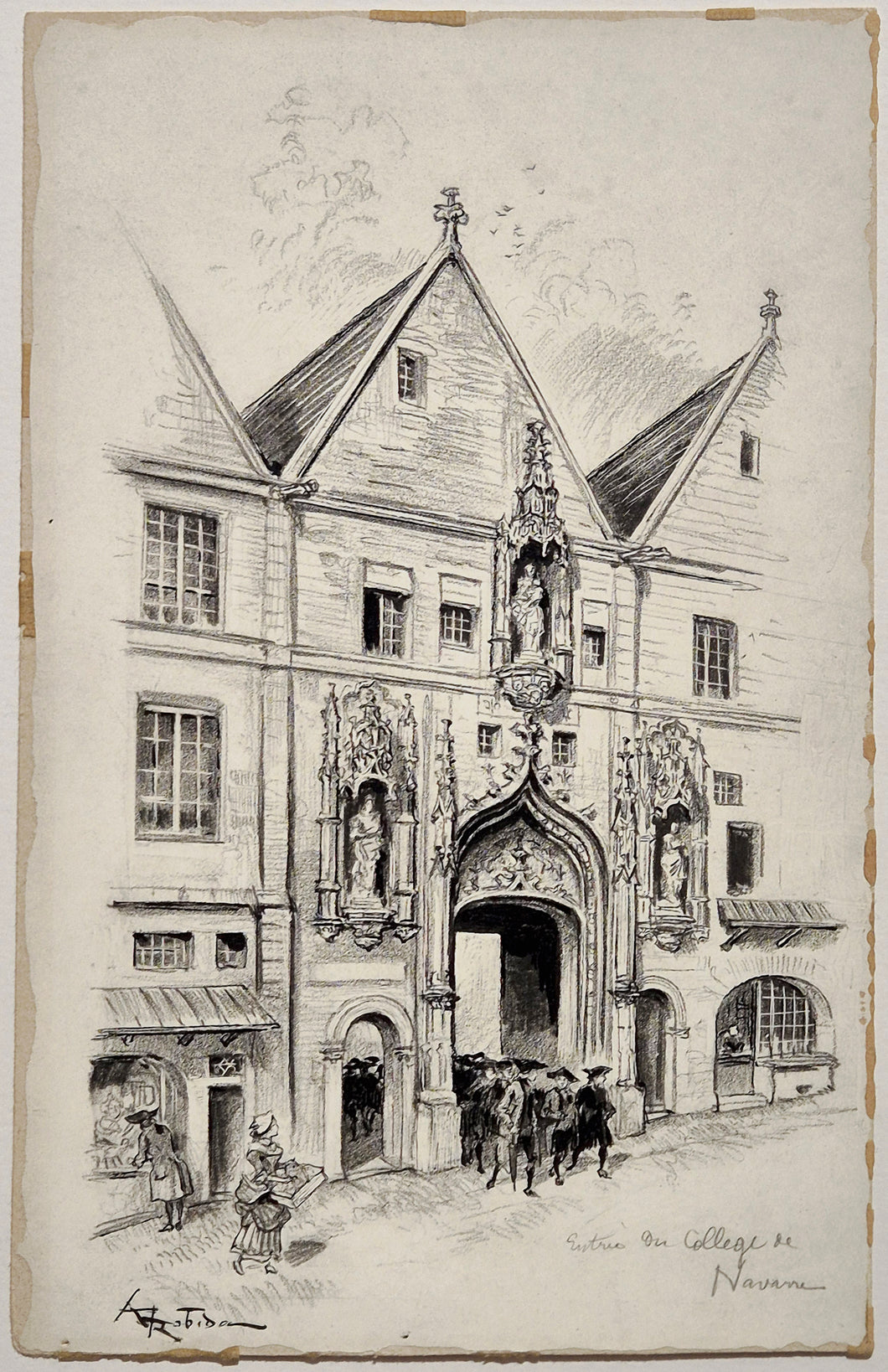 Entrée du Collège de Navarre. Robida.
