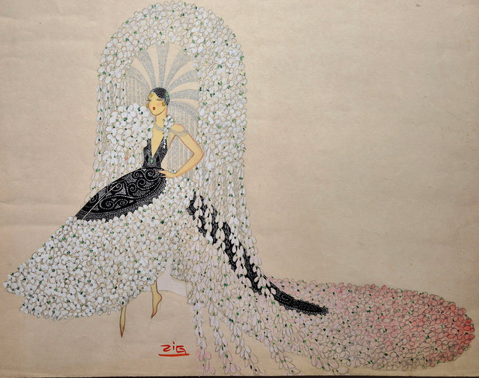 Robe fleurs Barbette. Dessin de Zig.