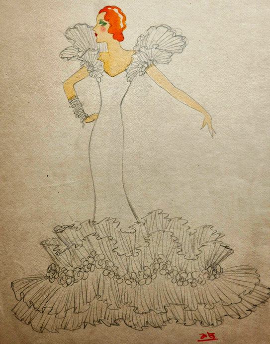 Robe du soir, nuit de Longchamp. Dessin de ZIG