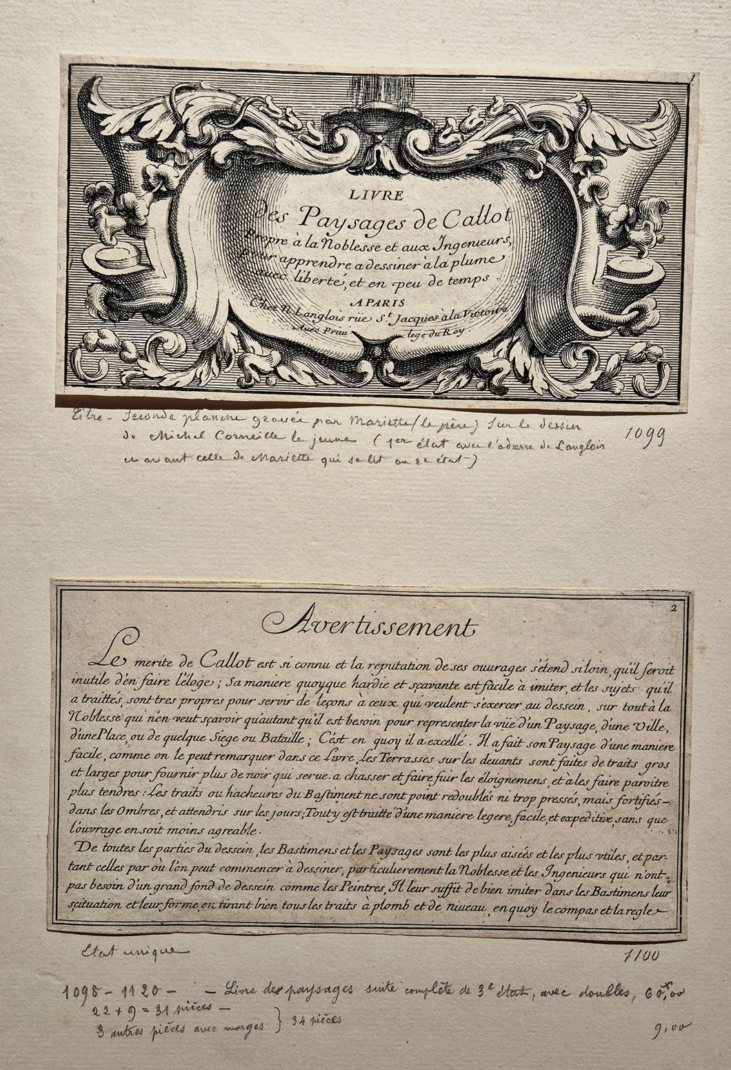 Livre des paysages de Callot. Mariette Jean le père.