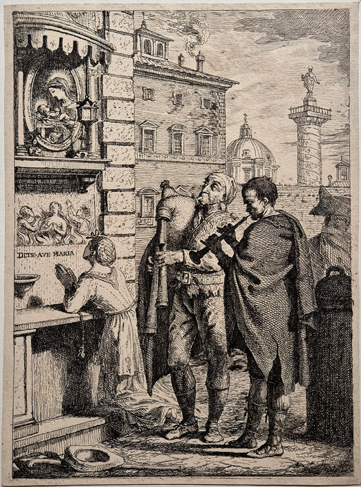 Les bergers Calabrais jouant la pastorale à l'Enfant Jésus à Noël à Rome. Allan.