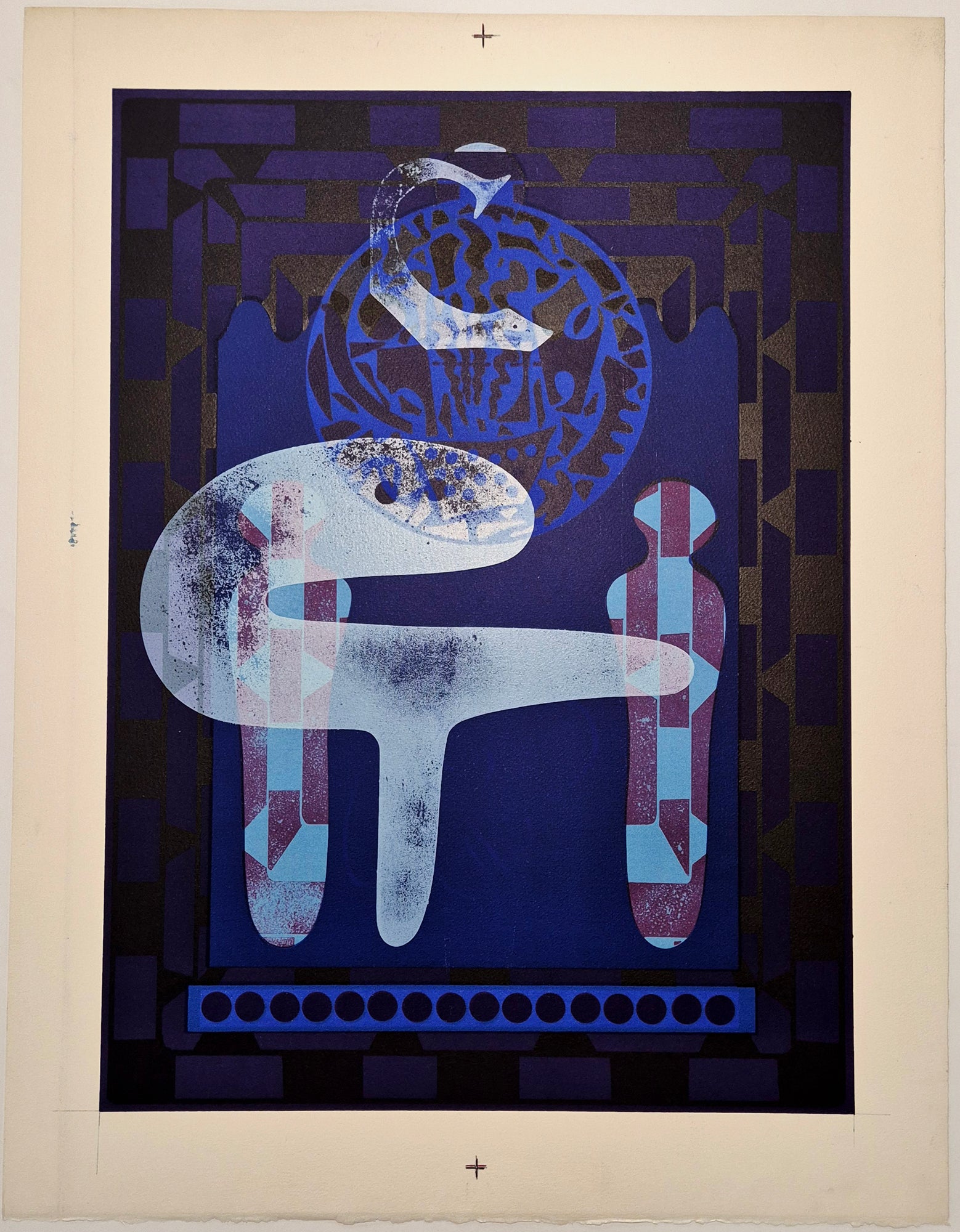 Ervin NEUHAUS - [Composition aux poissons]. Lithographie. 
