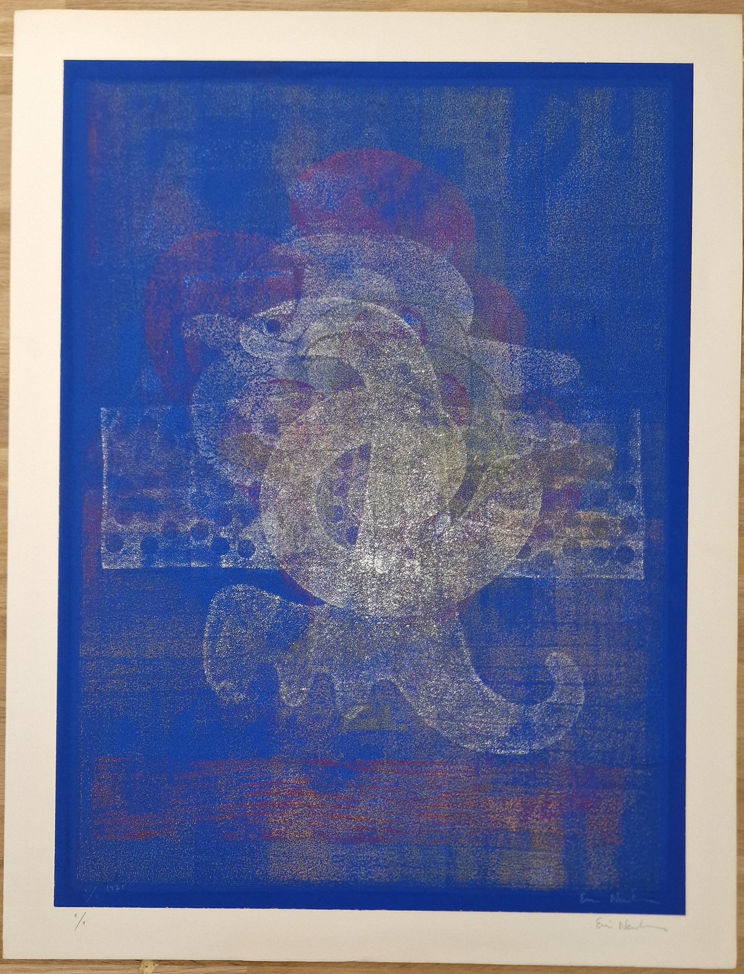 Ervin NEUHAUS - [Composition marine]. 1975. Monotype signé. 