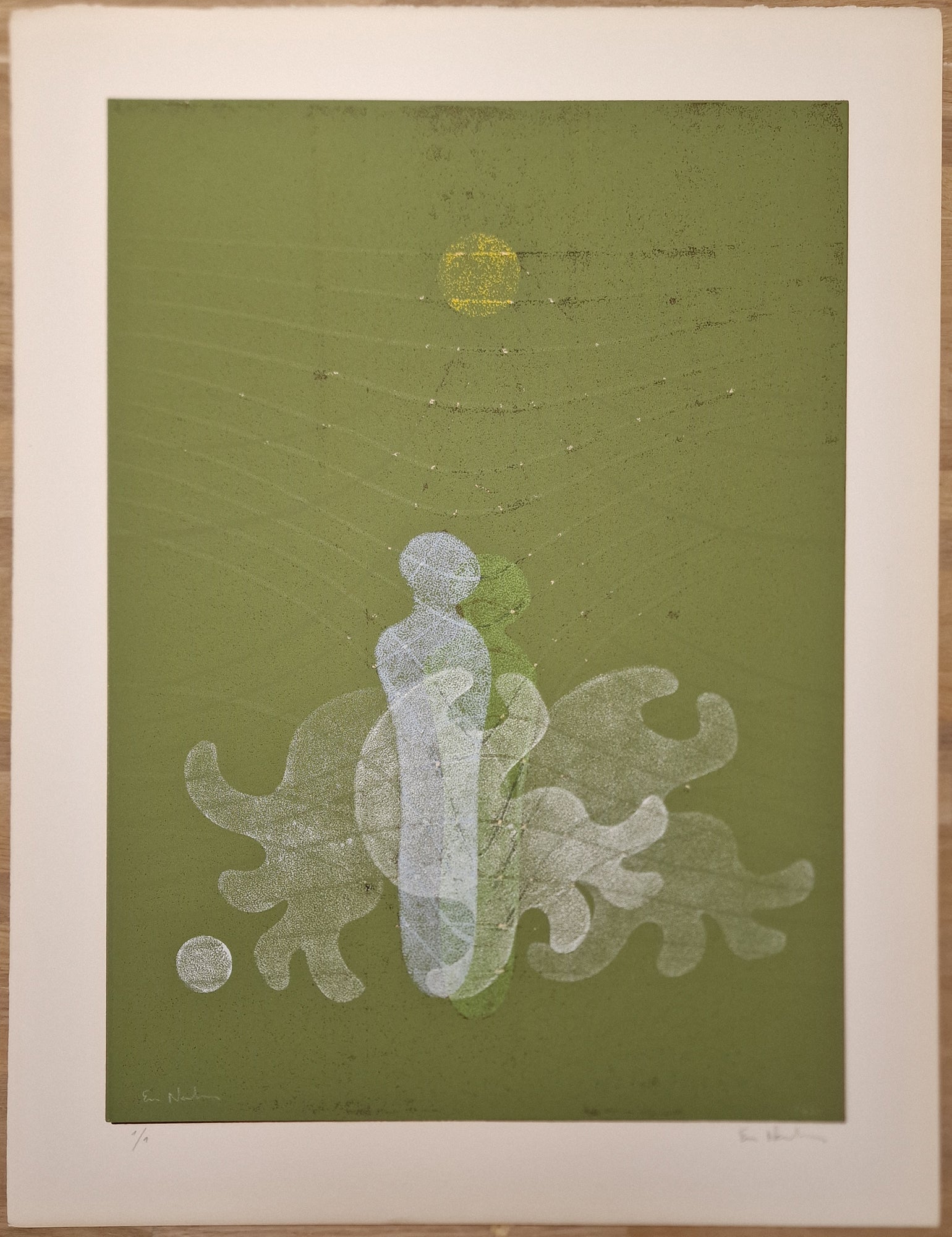 Ervin NEUHAUS - [Composition spectrale]. 1977. Monotype signé. 