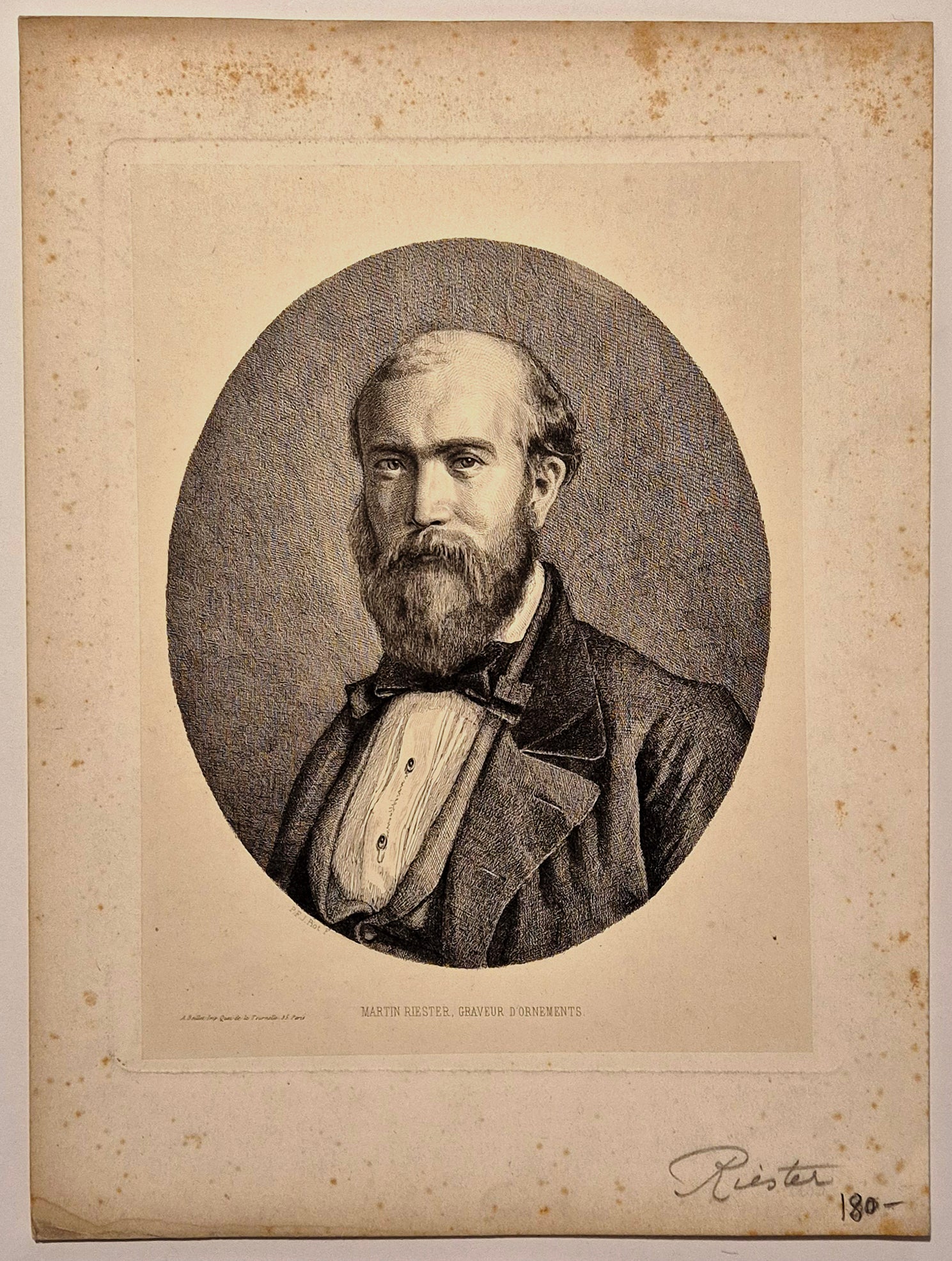 Portrait de Martin Riester, graveur d'ornements.