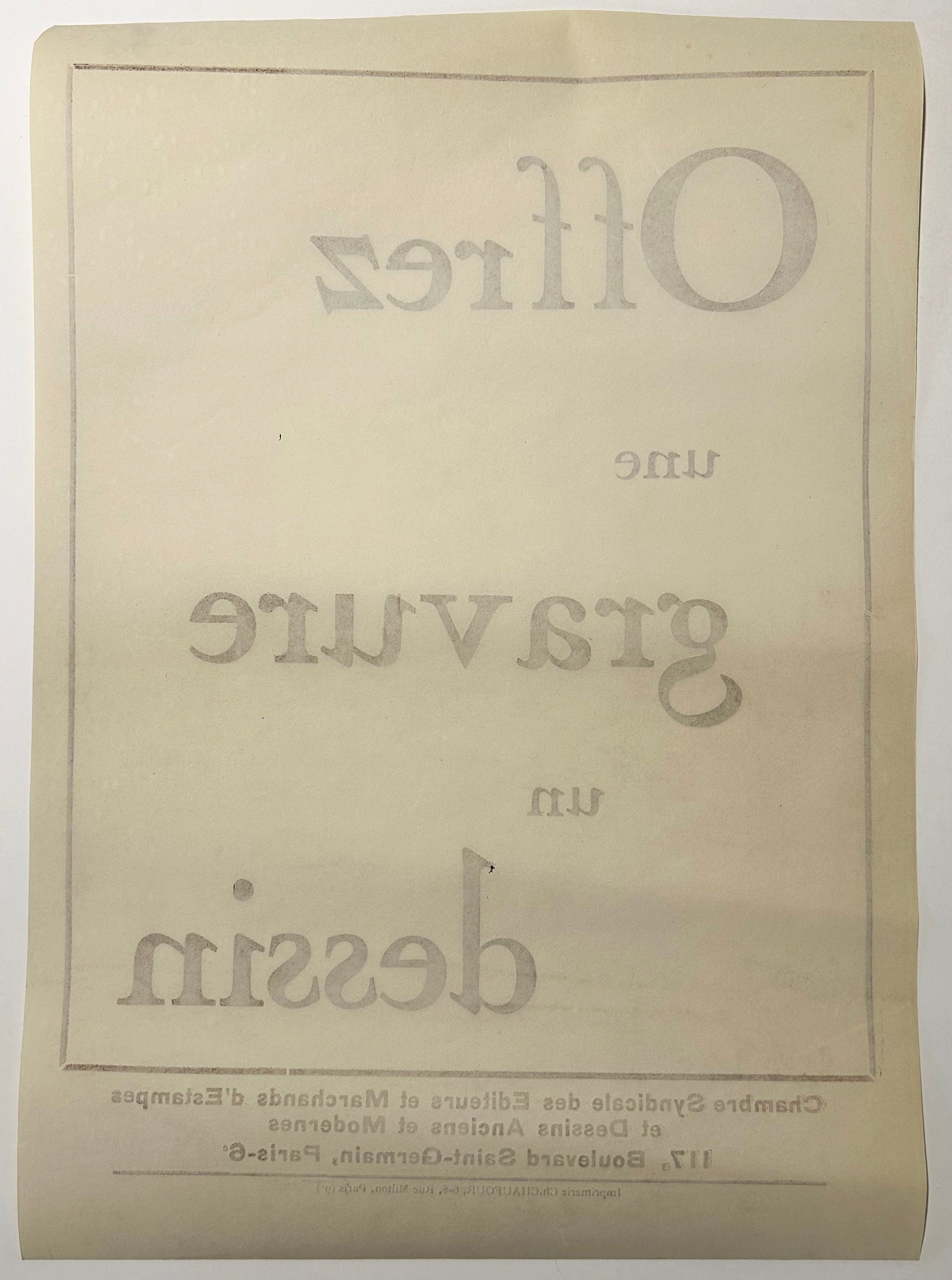 Affiche pour la Chambre Syndicale des Editeurs et Marchands d'Estampes et Dessins Anciens et Modernes.