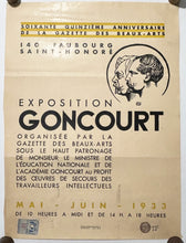 Charger l'image dans la galerie, Affiche "Exposition Goncourt" pour le soixante quinzième anniversaire de la gazette des Beaux-Arts. 1933.
