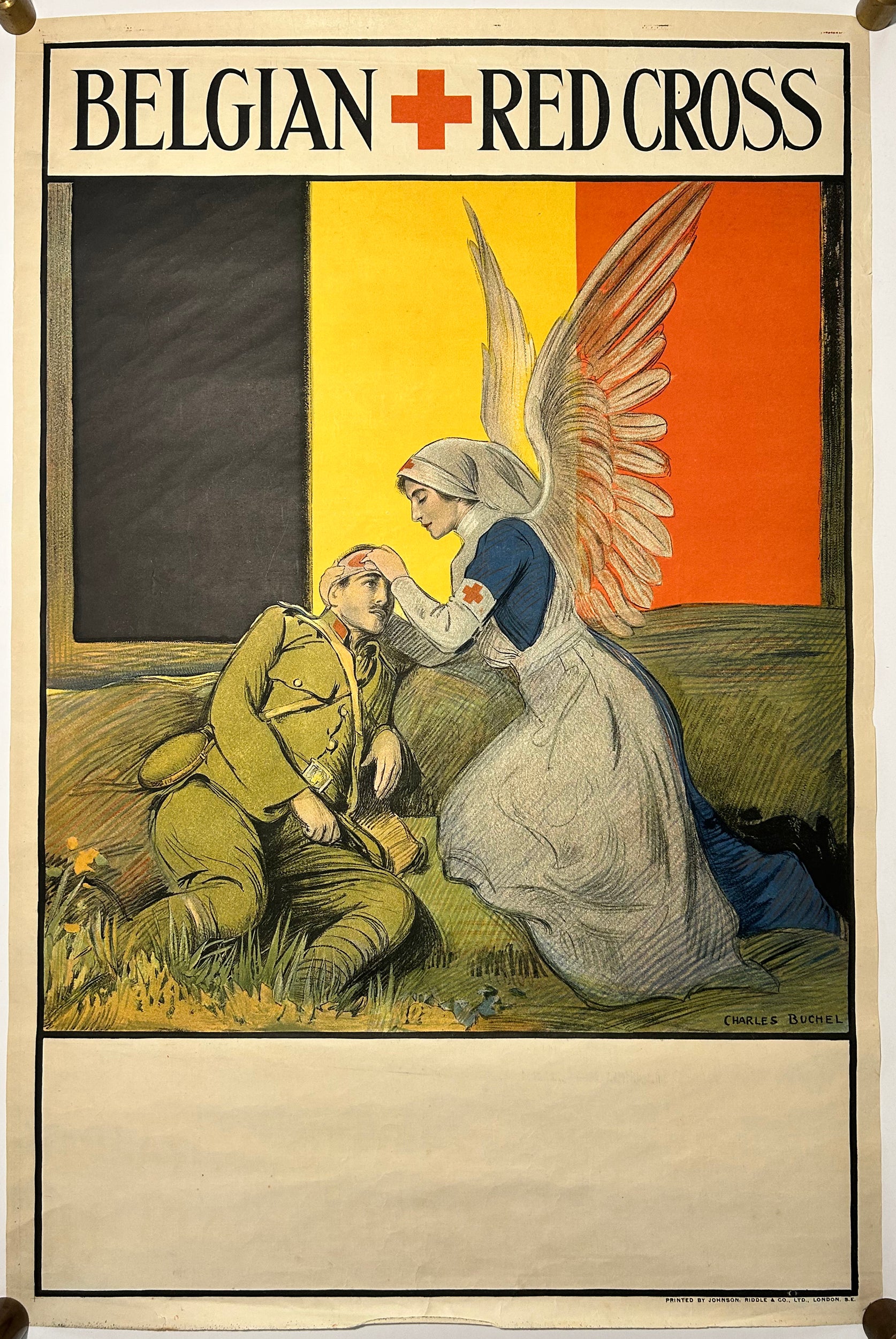 L'Ange de la Croix-Rouge au chevet d'un soldat blessé. 1915.