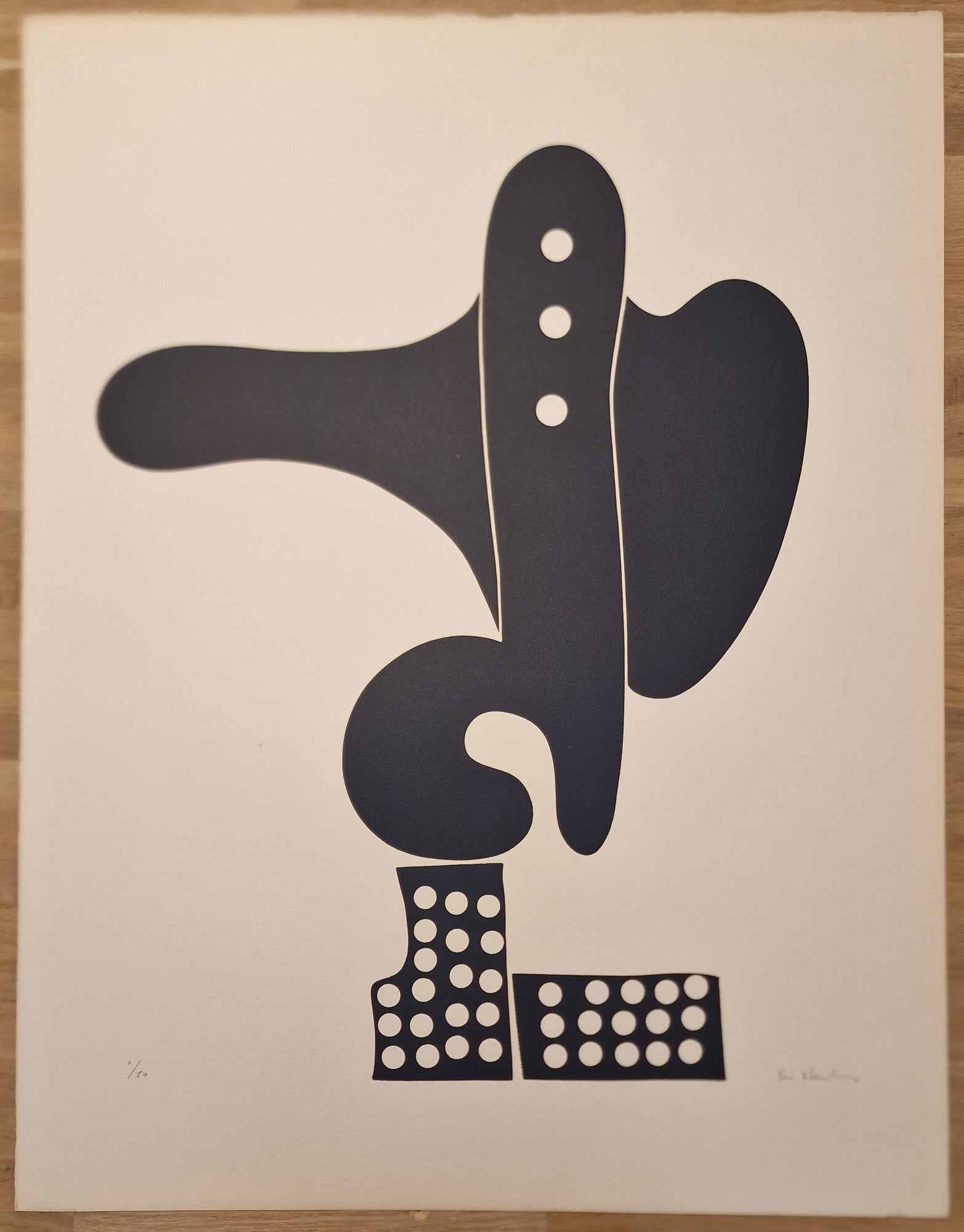 Ervin NEUHAUS - [Métamorphose]. Linogravure signée. 