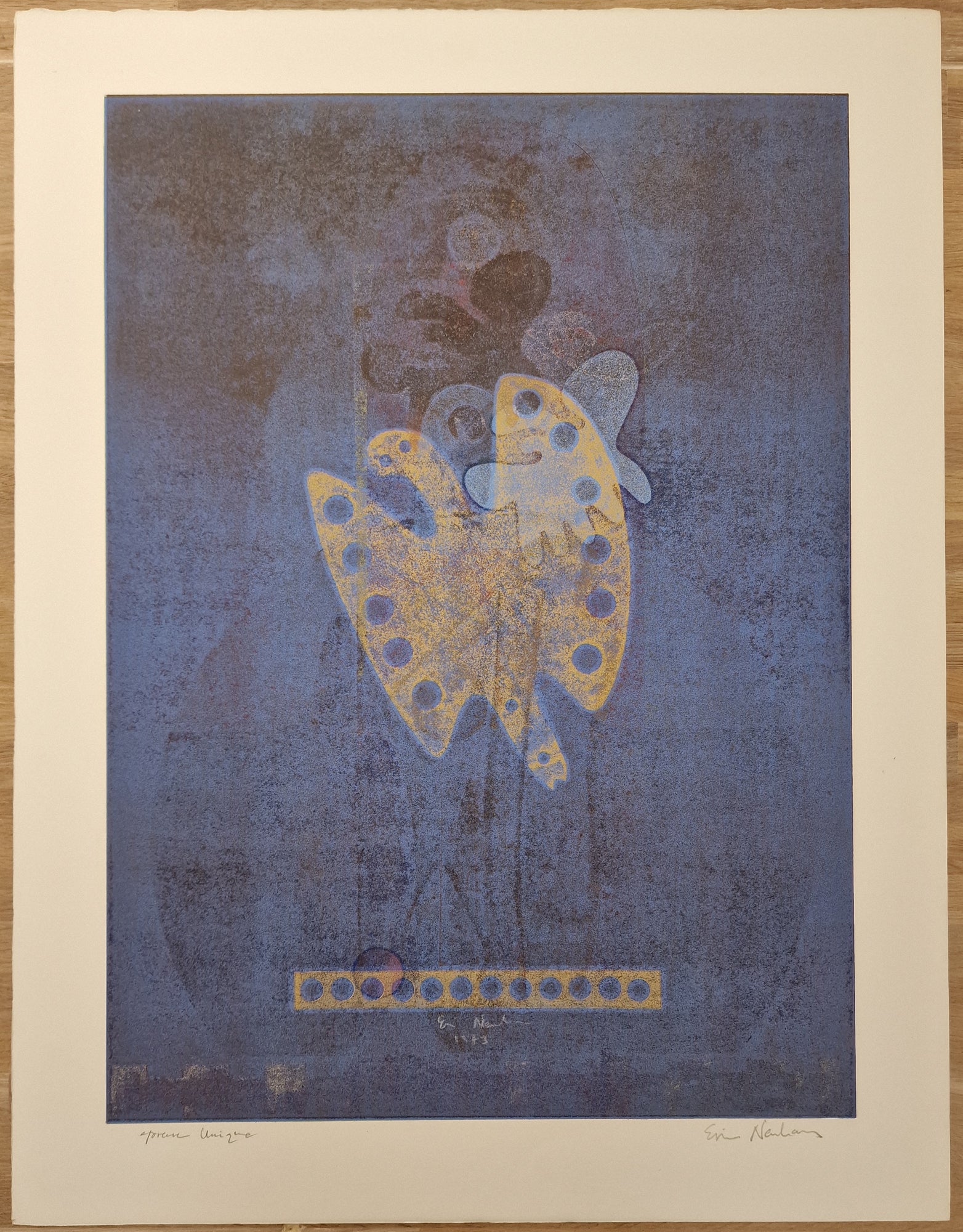 Ervin NEUHAUS - [Papillons de nuit]. 1973. Monotype signé. 