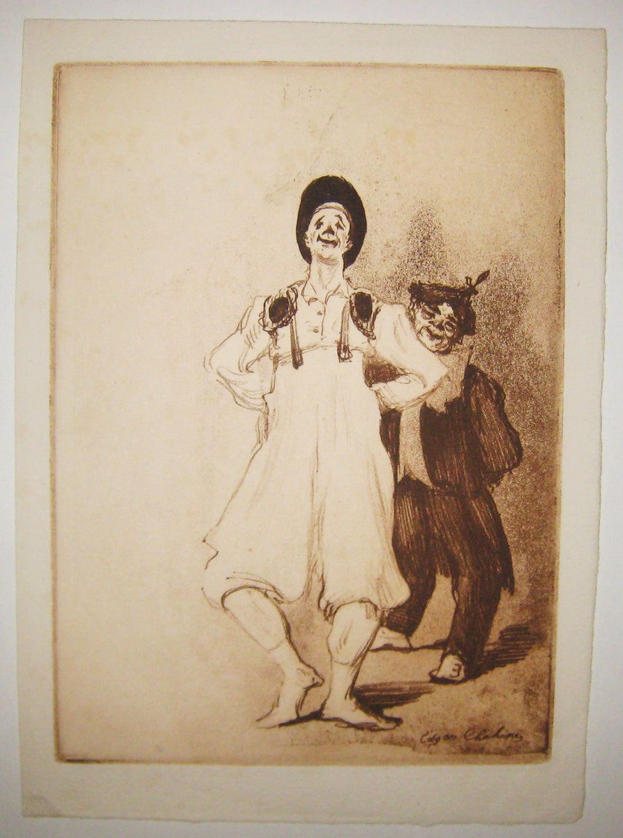 Clown et Auguste. Fête foraine de Paris, Menu des Cent Bibliophiles.
