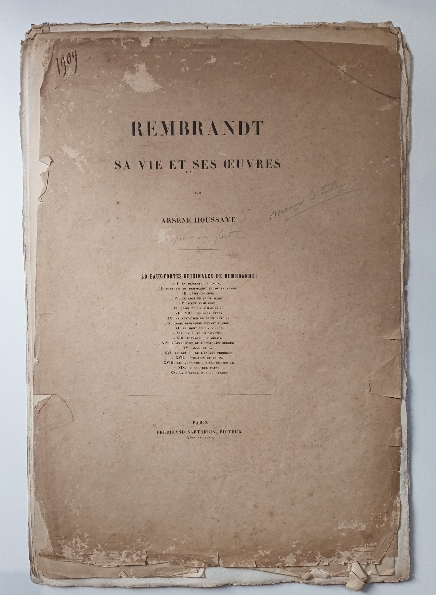 RARE ALBUM D'EAUX-FORTES DE REMBRANDT - Rembrandt, sa vie et ses œuvres. Paris, Ferdinand Sartorius éditeur, s.d. [vers 1843-1846].