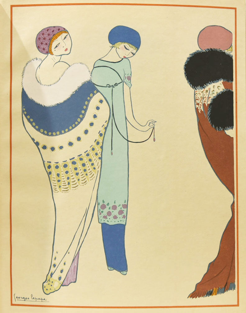 [Trois femmes et fourrures]. Les Choses de Paul Poiret vues par Georges Lepape. 1911.