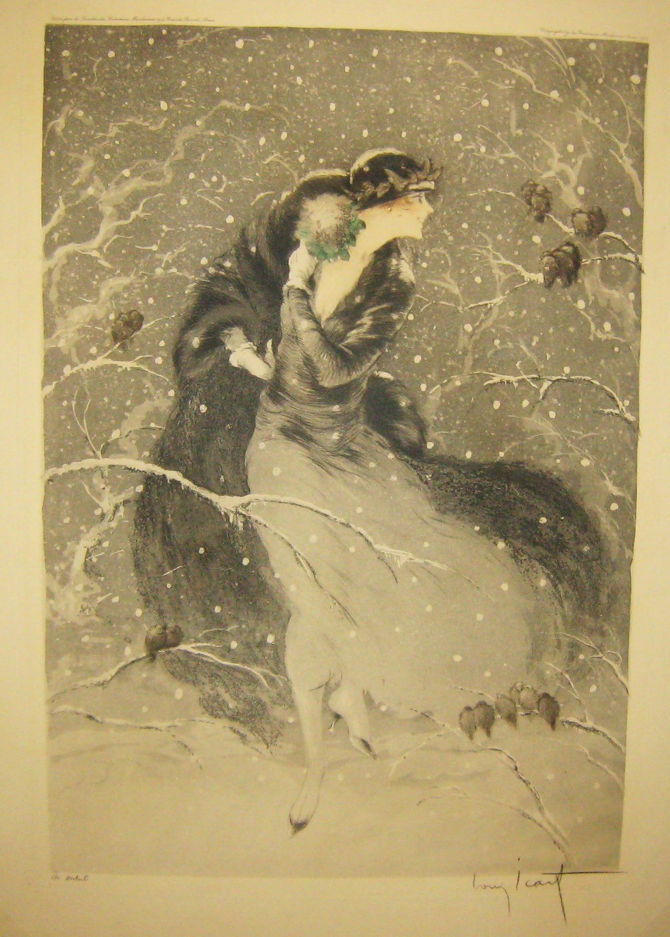 Winter bouquet. [Femme en fourrure, sous la neige]. 