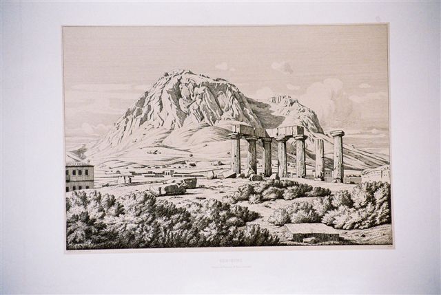 Corinthe. Temple de Neptune et Acro-Corinthe.  1846.