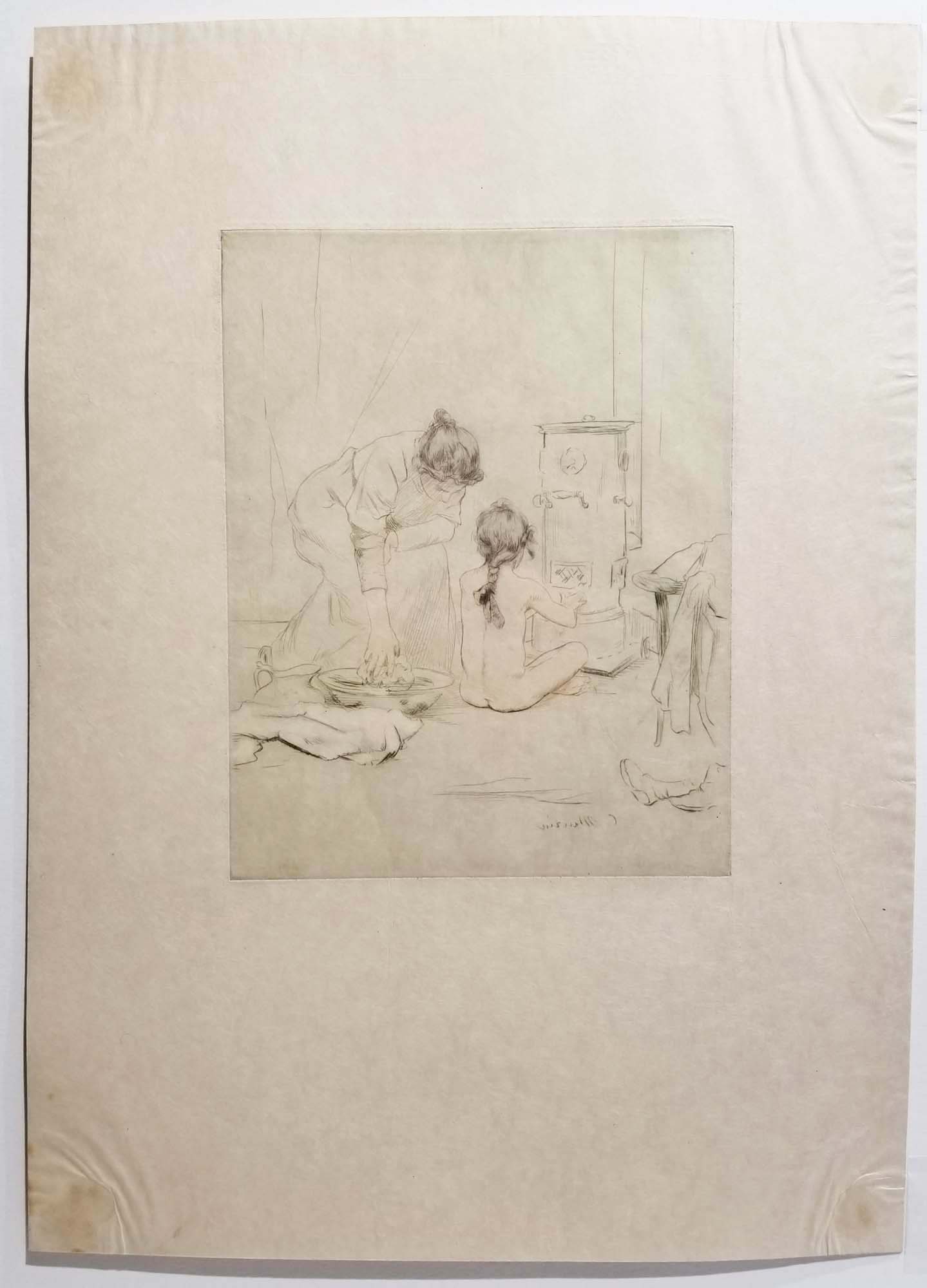 [La toilette devant le poêle].