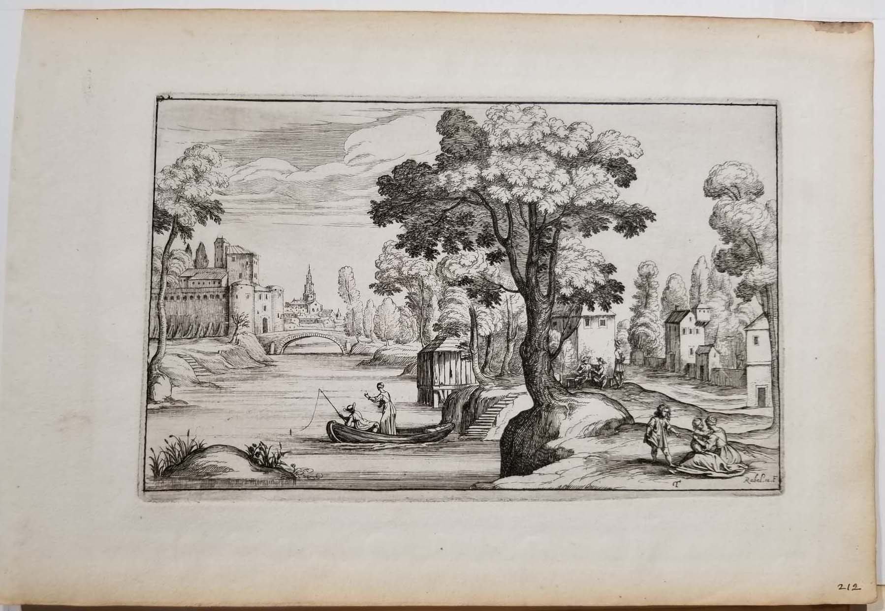 [Paysage à la barque, une ville dans le lointain].