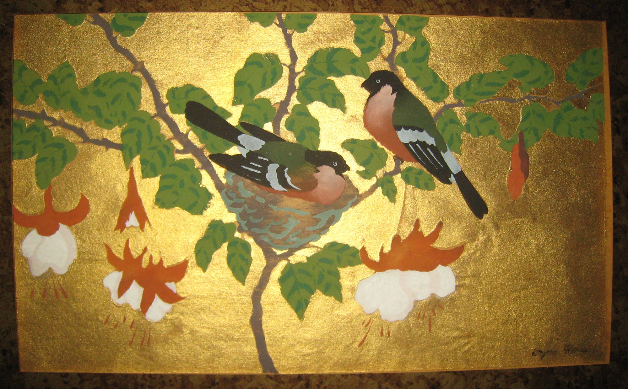 [Couple d'oiseaux branchés].