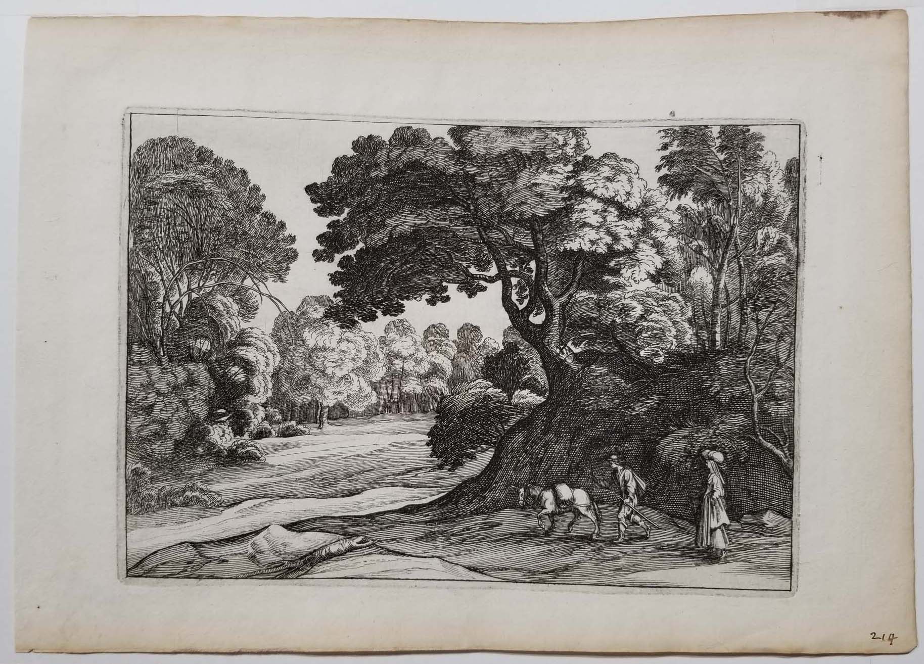 [Paysage, deux paysans menant leur âne].