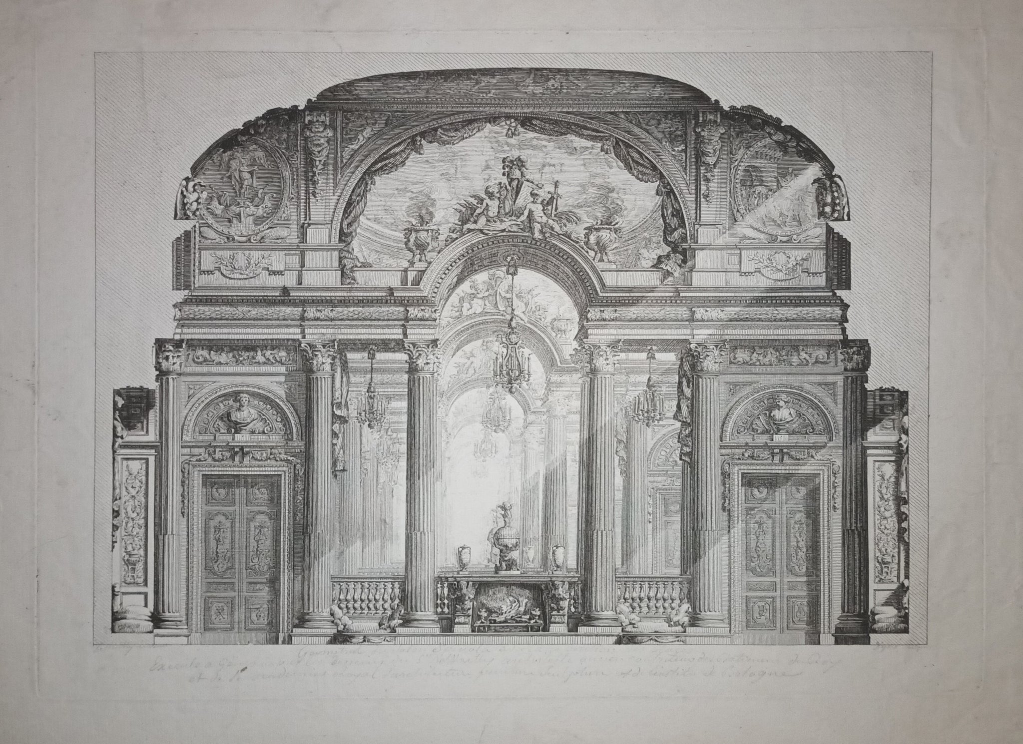 Plan du grand Salon, rectangulaire [Le grand Salon du Palazzo Serra, anciennement « Spinola », Gênes] 1777.