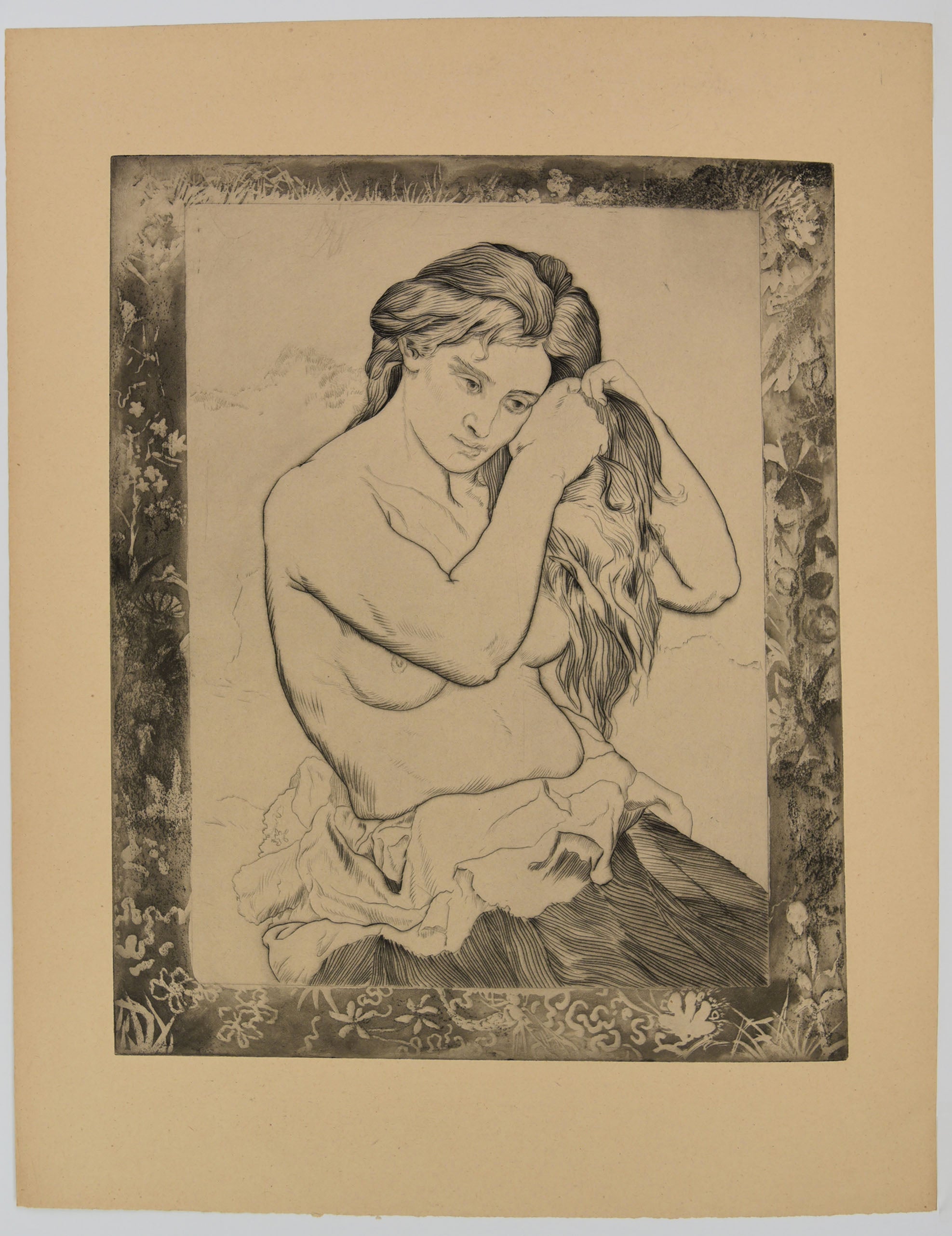 [Femme nue à sa toilette, se coiffant].