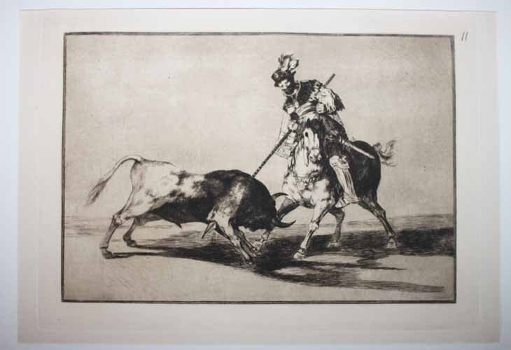 Le Cid Campeador donnant un coup de lance à un taureau. 
