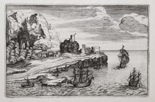 Charger l&#39;image dans la galerie, [Paysage marin, forteresse navale sur la côte].
