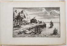 Charger l&#39;image dans la galerie, [Paysage marin, forteresse navale sur la côte].
