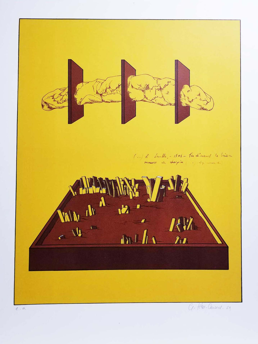 La découverte de l'Amérique III. (Planche jaune orangé et brun rouge). 1969.