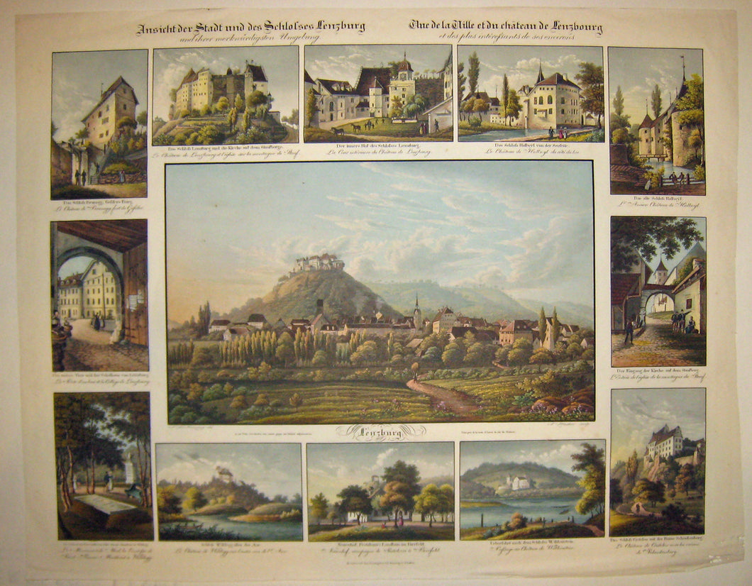 Vue de la Ville et du Château de Lenzbourg et de ses environs les plus intéressants.
