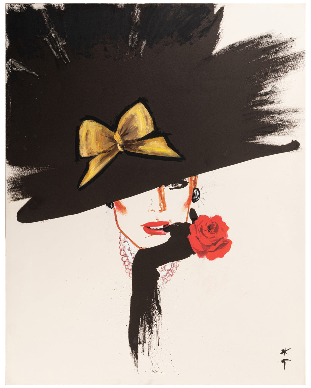 [Elégante au chapeau avec un nœud jaune], vers 1984-1988