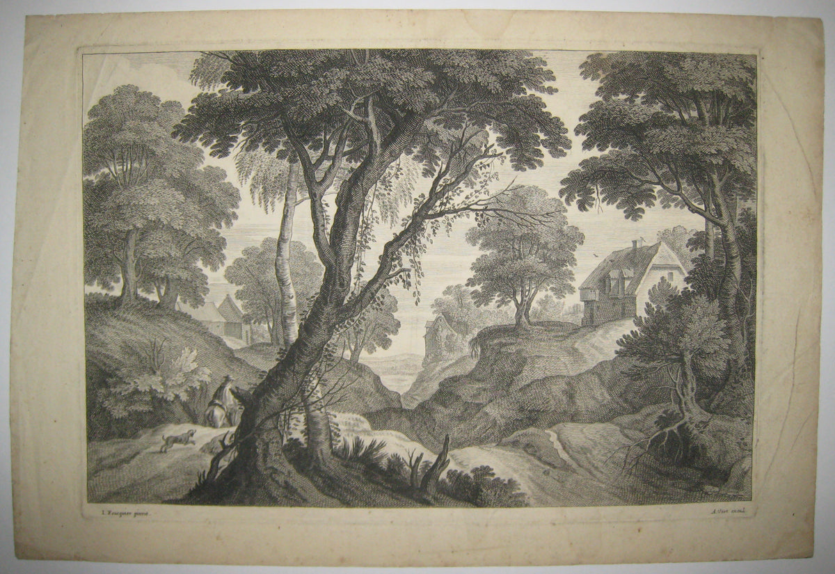 [Paysage, Homme à cheval traversant un village dans les montagnes]. 