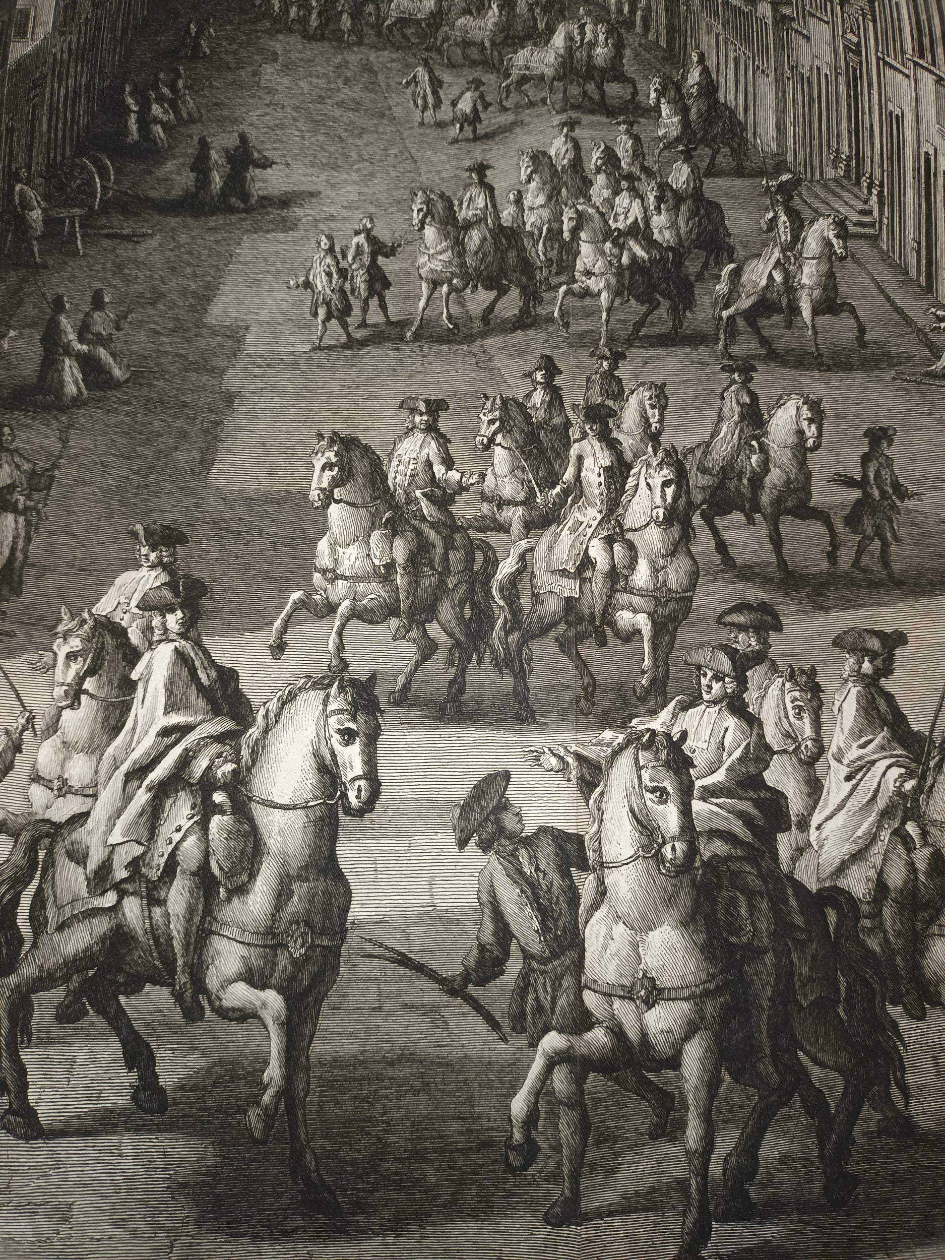 Quatre vues monumentales de Rome : Campo Vaccino ; Pont et Château Saint Ange ; Saint Paul et le Mont Aventin ; basilique Sainte-Marie-Majeure. 1765-1771.