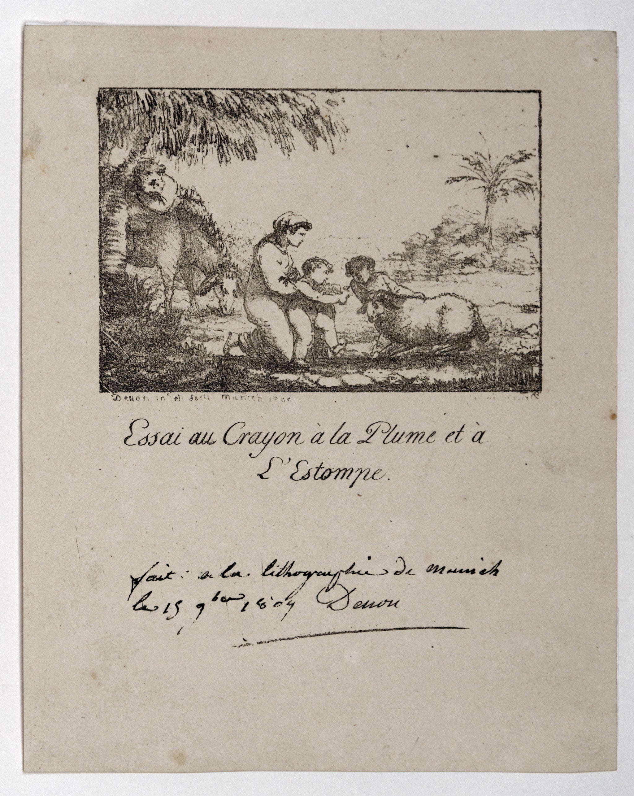 Essai au Crayon, à la Plume et à l’Estompe 
[Sainte Famille en Égypte]. 