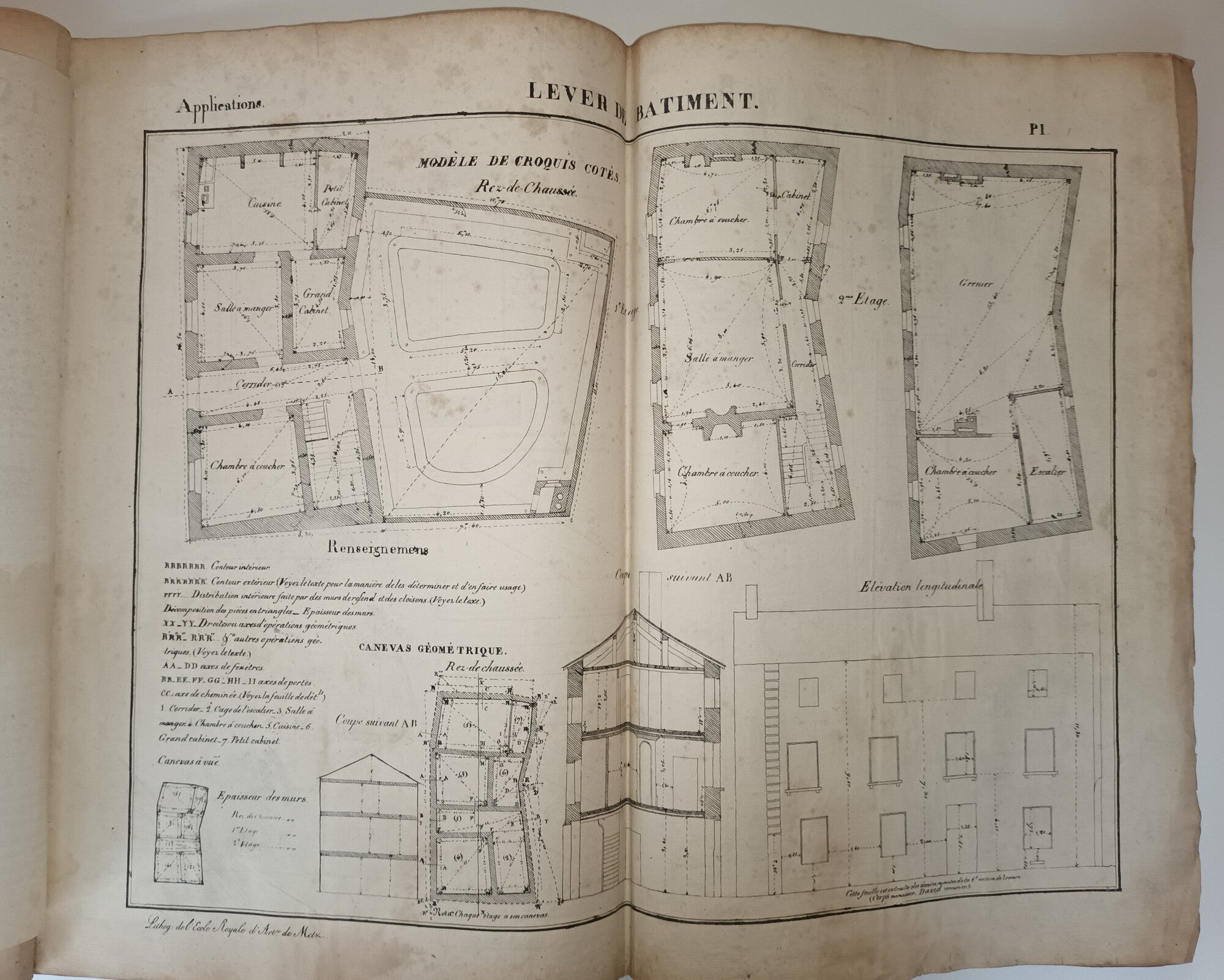 La pratique des levers, enseigné par des dessins, par B*****, professeur des cours industriels-gratuits de Metz, etc. [vers 1830-1831]