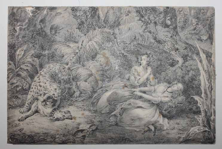 [Deux femmes dans la forêt en danger face à un léopard]. 