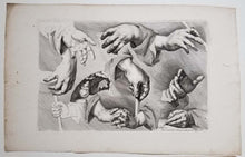 Charger l&#39;image dans la galerie, [Etudes de mains]. Naturae artis studio felicite representate pars II. Exhibens varice figurae manus a pueris ad fenes.  c.1720-1730.
