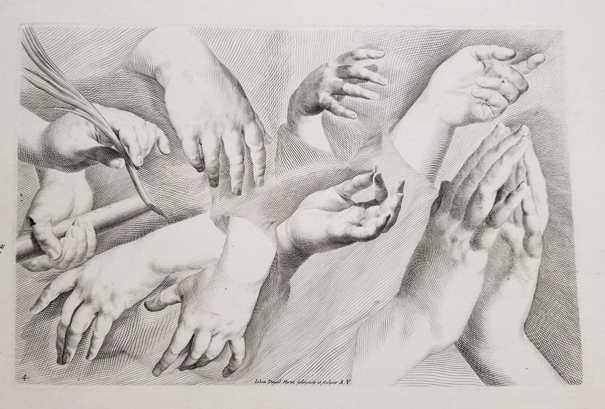 [Etudes de mains]. Naturae artis studio felicite representate pars II. Exhibens varice figurae manus a pueris ad fenes.  c.1720-1730.