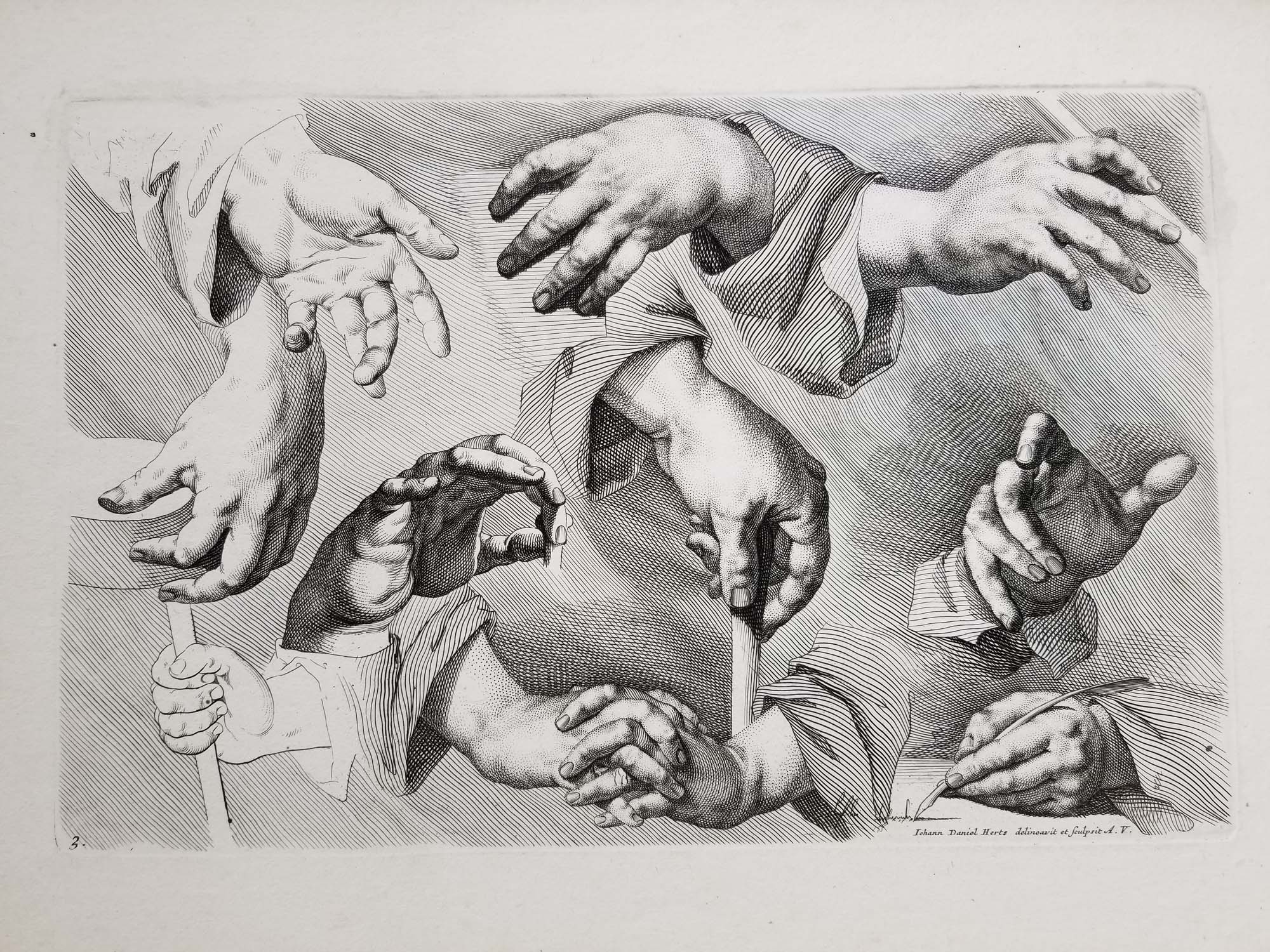 [Etudes de mains]. Naturae artis studio felicite representate pars II. Exhibens varice figurae manus a pueris ad fenes.  c.1720-1730.